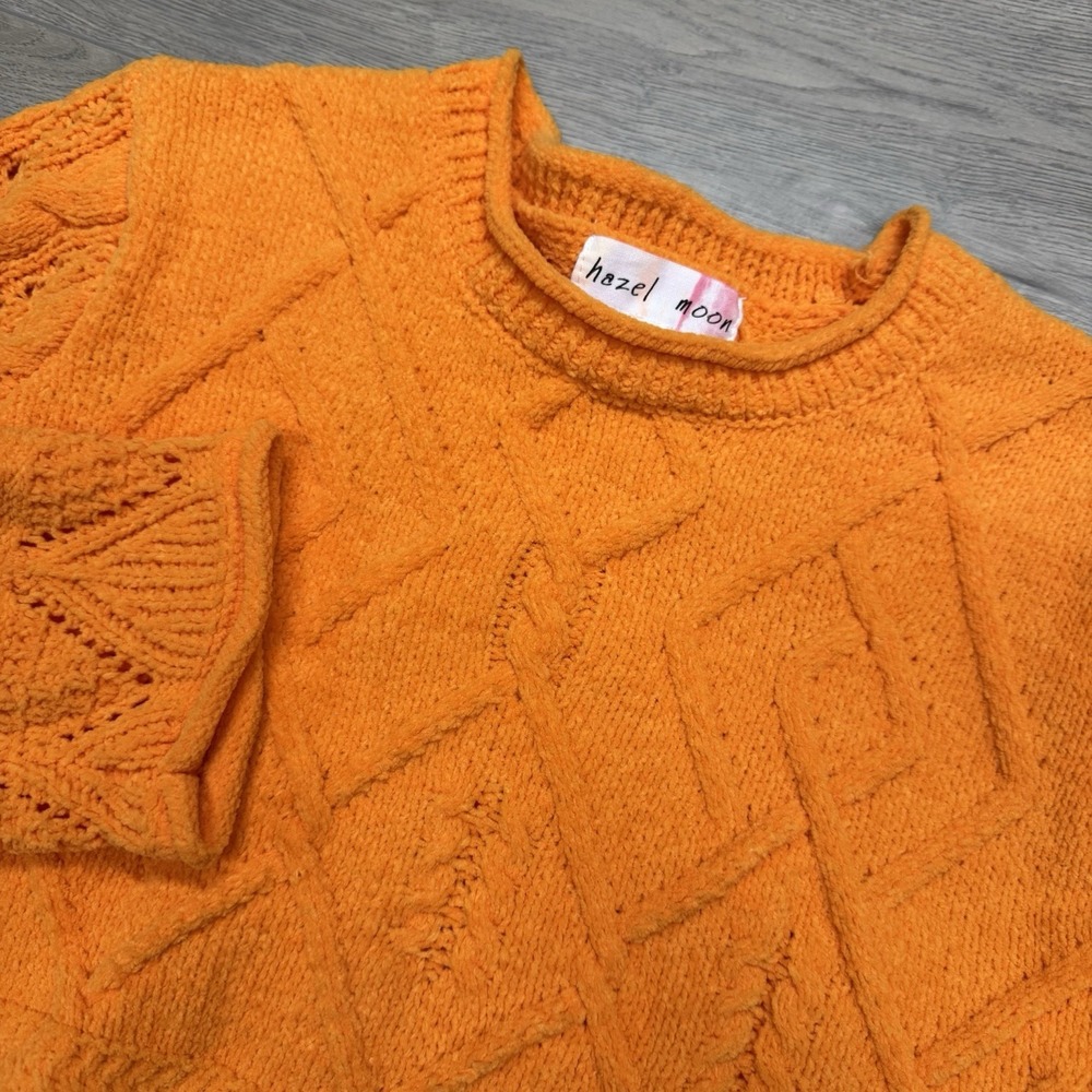 Hazel Moon Orange Cable‎ Knit Style Roll Neck Sweater Women's Sz M